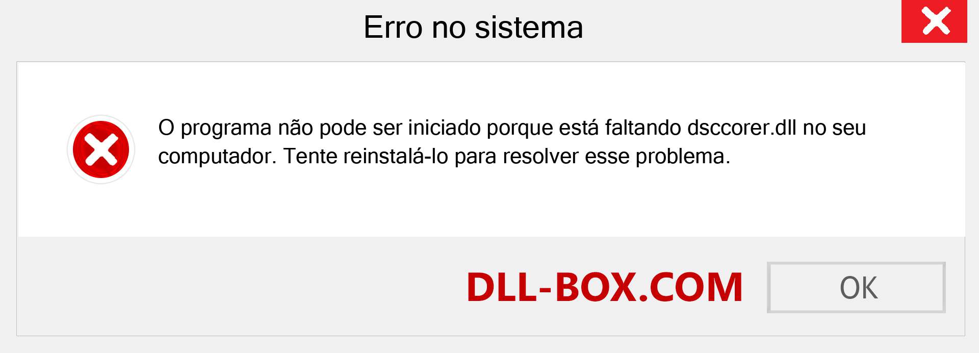 Arquivo dsccorer.dll ausente ?. Download para Windows 7, 8, 10 - Correção de erro ausente dsccorer dll no Windows, fotos, imagens